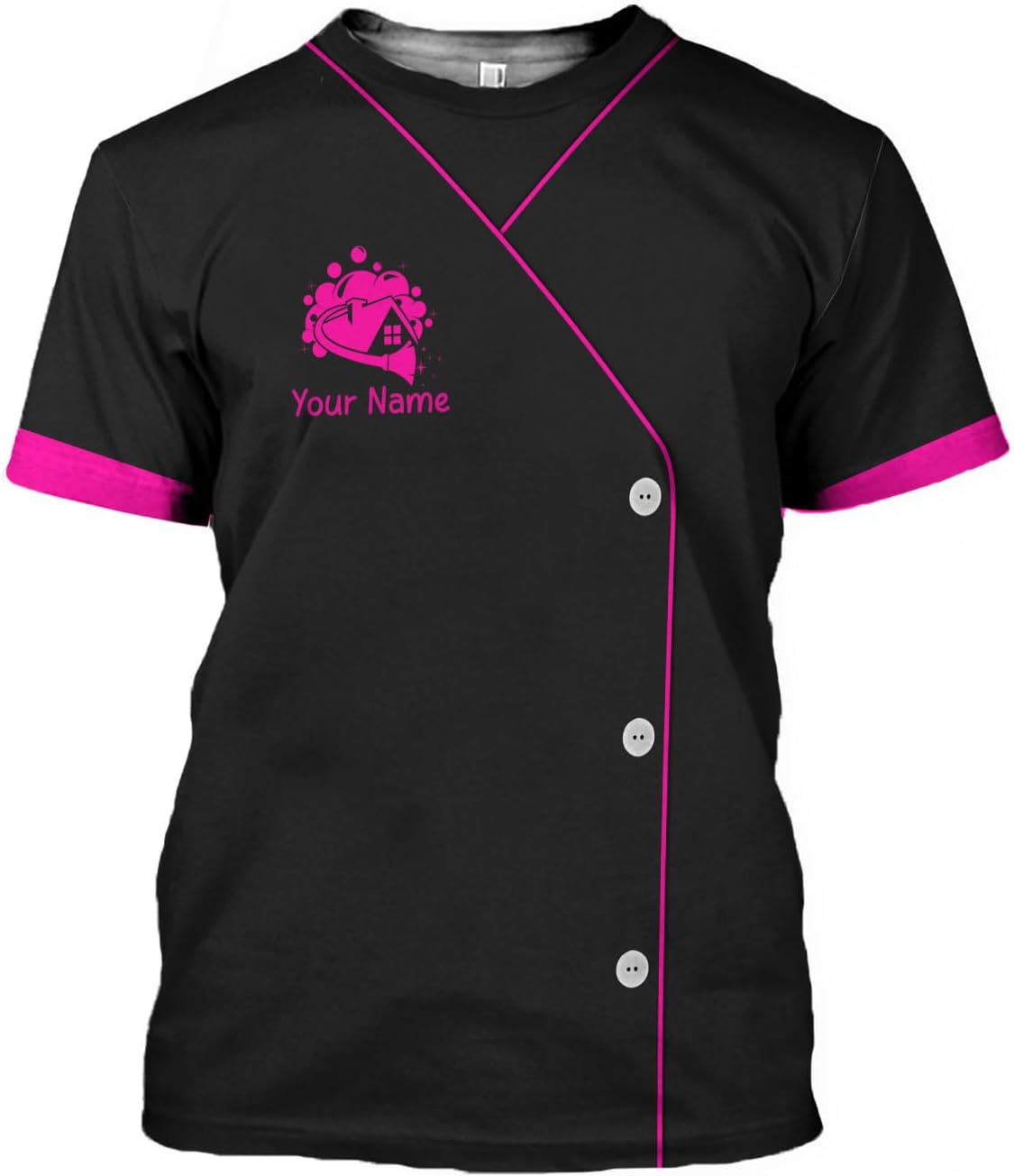 MoonArt Personalized Hoosekeeping Shirts 3D Over Print for Men & Women, Housekeeper House Cleaning Uniforms for Women