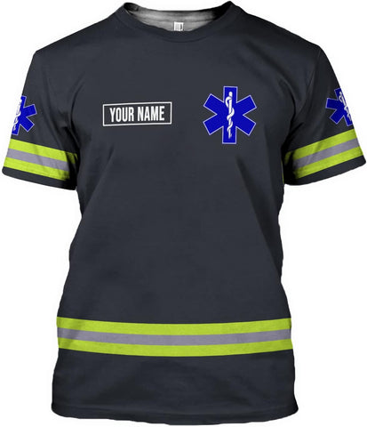 Vybonz Personalized Emergency Medical Technician, Custom Name Tshirt 3D EMT Shirts Paramedic Unisex Tshirts 3D for Men Women