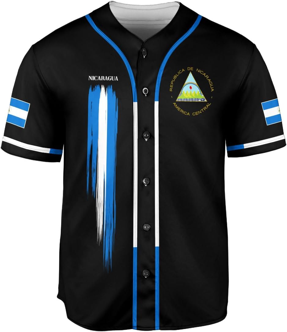 Podagree Personalized Nicaragua Baseball Jersey Shirt Name Nicaraguan Baseball Jersey for Men & Women Nicaraguan Camisas