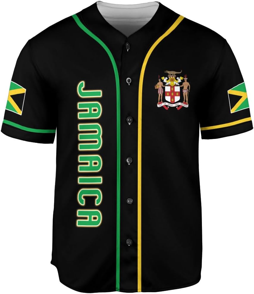 Personalized Jamaica Baseball Jersey Shirt, Custom Team Name Jamaican Baseball Jersey for Men and Women, Jamaica Country