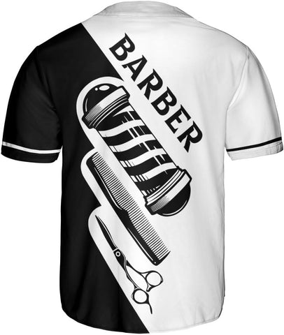 Custom Barber Shop Baseball Jersey Personalized Name Barber Shirt 3D for Men Women Hairdresser Shop Gift Scissors Pole Shirts