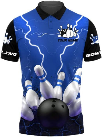 Custom 3D Bowling Polo Shirts for Men and Women Personalized Team Name Gift Unisex Customized Bowling Short Sleeve Polo Shirt