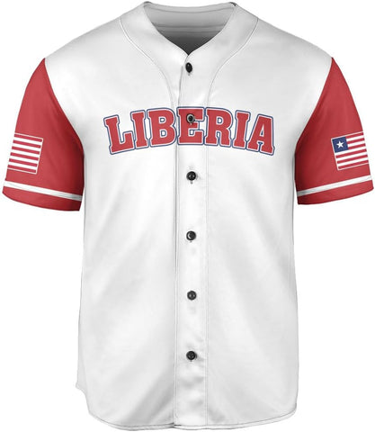 Podagree Personalized Liberia Baseball Jersey, Liberian Proud Flag Shirt Liberia Coat of Arms Liberian Gift for Men Women