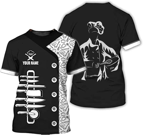 Personalized Chef Shirt Master Chef 3D Shirts Chef Gifts Custom Name Chefs Shirt for Men and Women, Tshirt Chef Utility Shirt