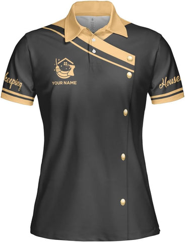 MoonArt Personalized Housekeeping Polo Shirts 3D Print Cleaning Service, Housekeeper House Cleaning Uniforms for Women