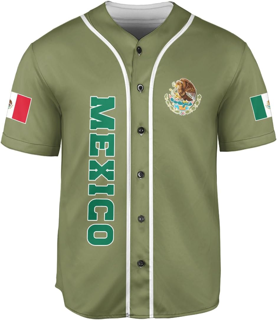 RoyalBro Personalized Mexico Baseball Jersey, Mexican Jersey for Men & Women, Mexican Flag Jersey, Mexico Shirt Camisas