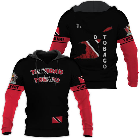 Vybonz Personalized Trinidad & Tobago Hoodie 3D Trinidad and Tobago Coat of Arms Flag Sweatshirt Trinidad Pride Zip Hoodie
