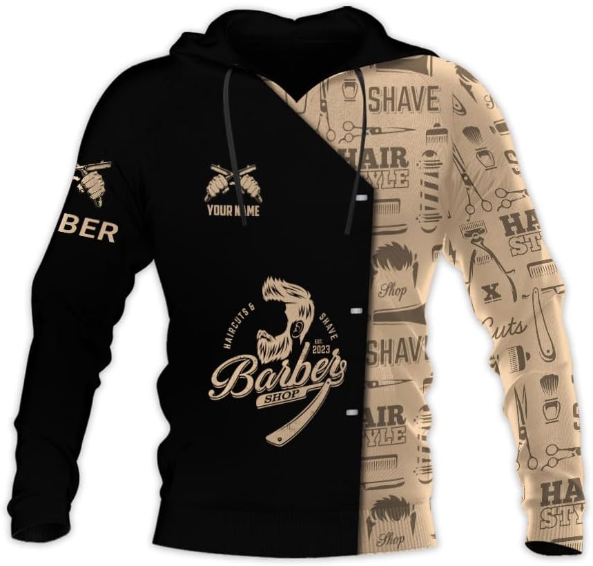 Personalized Name Barber 3D All Over Printed Shirts for Men & Women, Hair Stylist Shirt Gift for Barbershop