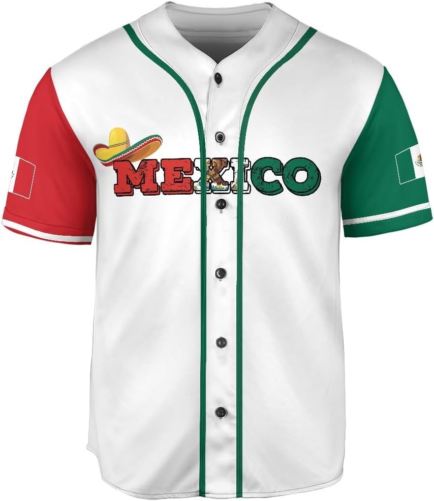 Royal Fight Personalised Mexico Baseball Jersey, Custom Name Number for Men Women Mexico Baseball Jersey Mexicano Shirt S-5XL