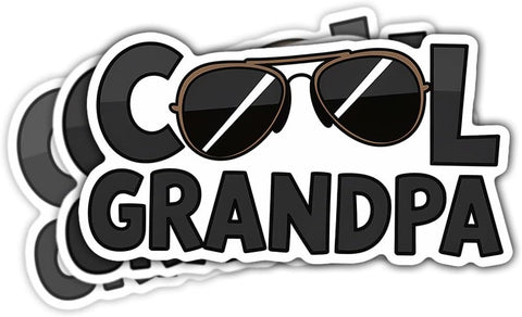 (3Pcs) Cool Grandpa Sunglasses Vinyl Decal Sticker, Cool Papa Bumper Sticker, Grandpa Papa Waterproof Vinyl Sticker, Father's Day Sticker for Dad - Sticker for Laptop Water Bottle Phone Hard Hat 3"