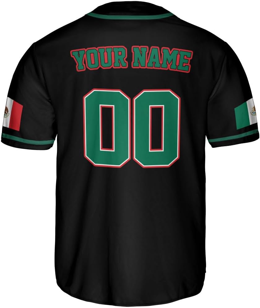 Mostefy Custom Mexico Baseball Jerseys Mexican Eagle & Flag Shirt for Teams, Mexico Shirts for Men & Women Size S-5XL