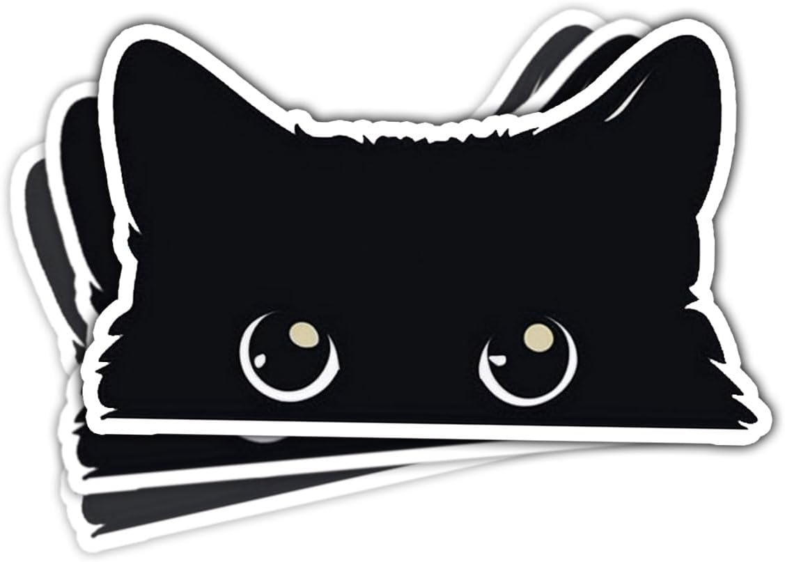 (3Pcs) Peeking Sneaky Cat Sticker, Cute Black Cat Sticker, Black Cat Car Decal, Cat Vinyl Sticker, Black Cat Meme Bumper Sticker - Stickers for Laptop Water Bottle Phone Car Window Helmet 3 Inches