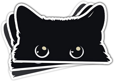 (3Pcs) Peeking Sneaky Cat Sticker, Cute Black Cat Sticker, Black Cat Car Decal, Cat Vinyl Sticker, Black Cat Meme Bumper Sticker - Stickers for Laptop Water Bottle Phone Car Window Helmet 3 Inches