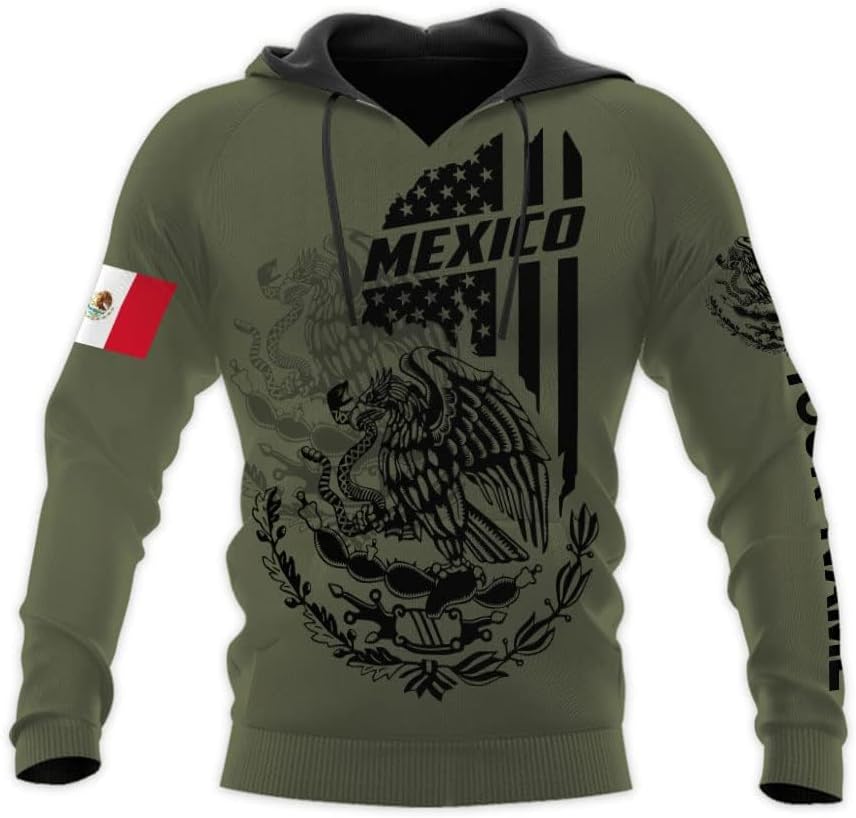 Personalized Name Mexican Hoodie 3D, Customized Mexican Hoodies for Men, Unisex Mexico Hoodie, Mexico Hoodies for Men 1
