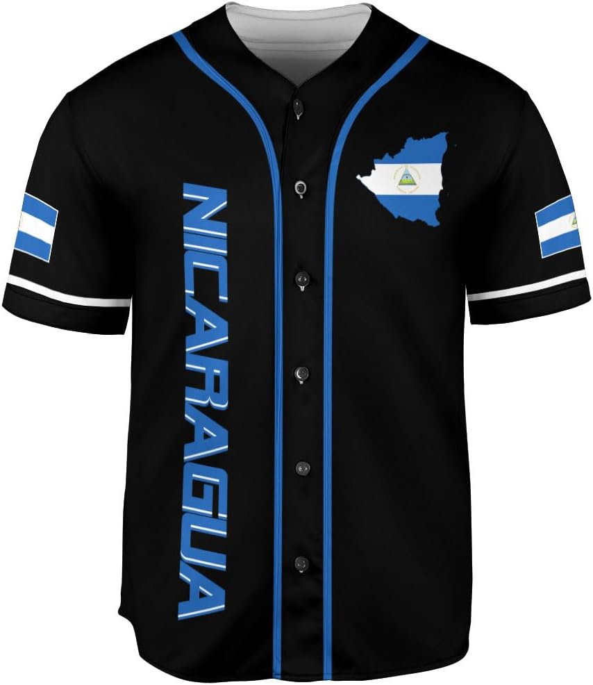 Podagree Personalized Nicaragua Baseball Jersey Shirt Name Nicaraguan Baseball Jersey for Men & Women Nicaraguan Camisas