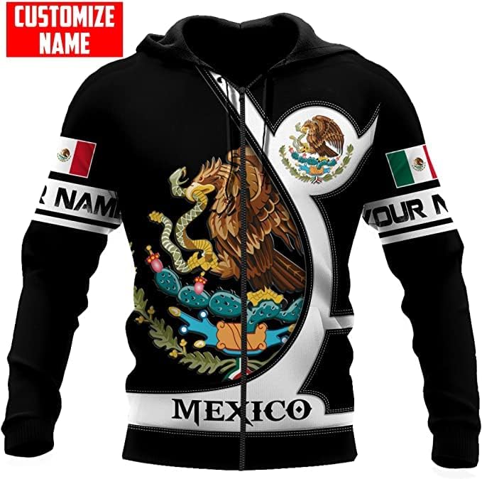 Personalized Name Mexican Hoodie 3D, Customized Mexican Hoodies for Men, Unisex Mexico Hoodie 3D, Mexico Hoodies for Men, Mexico Flag Gift for Women, T Shirt, Zip Up Hoodie, Sweatshirt HDM94