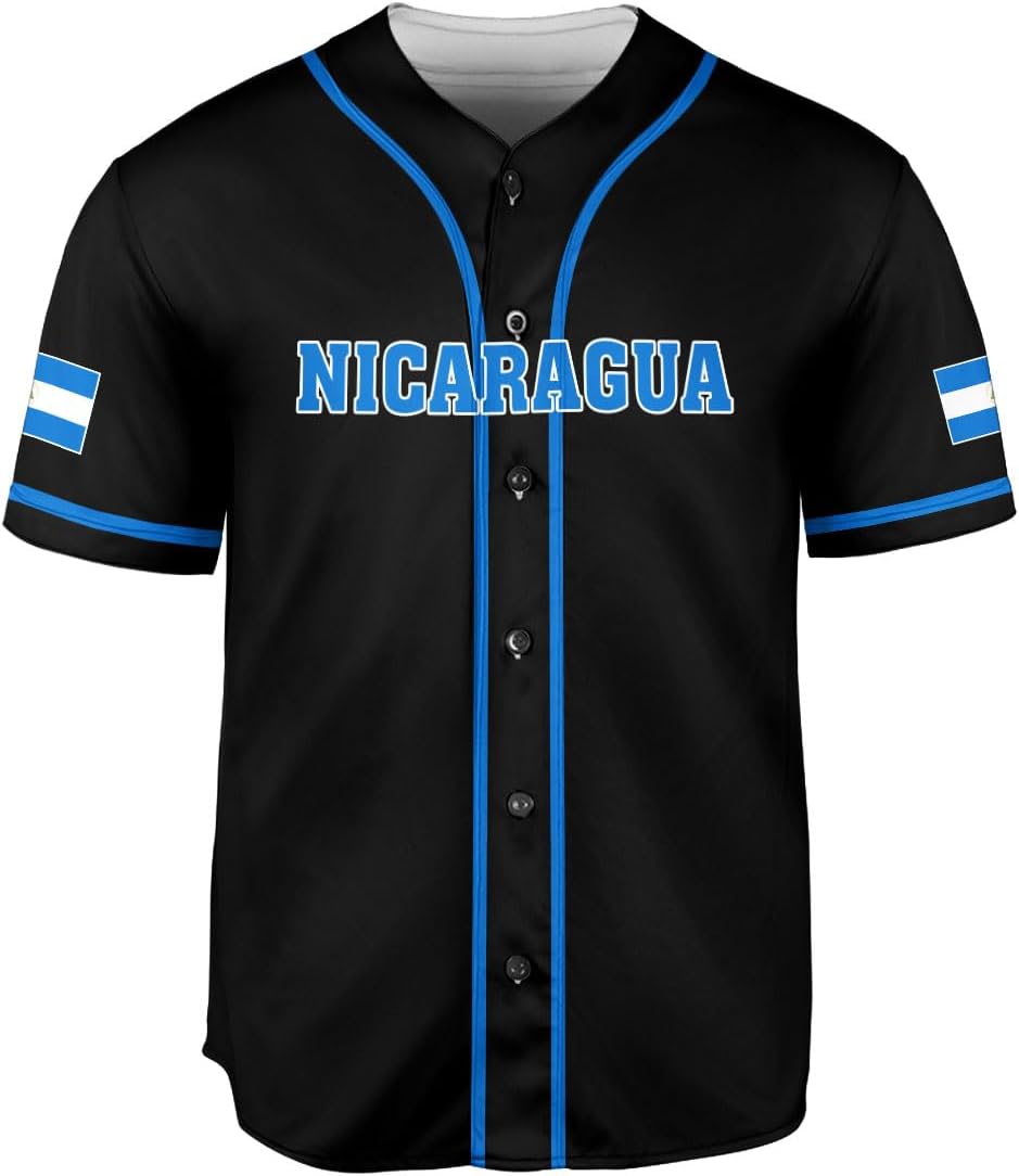 Podagree Personalized Nicaragua Baseball Jersey Shirt Name Nicaraguan Baseball Jersey for Men & Women Nicaraguan Camisas