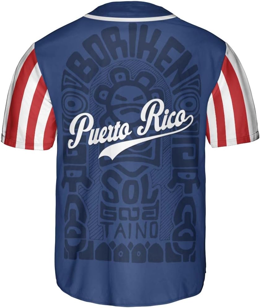Personalized Puerto Rico Baseball Shirt, Customized Team Name Puerto Rican Baseball Jersey for Men