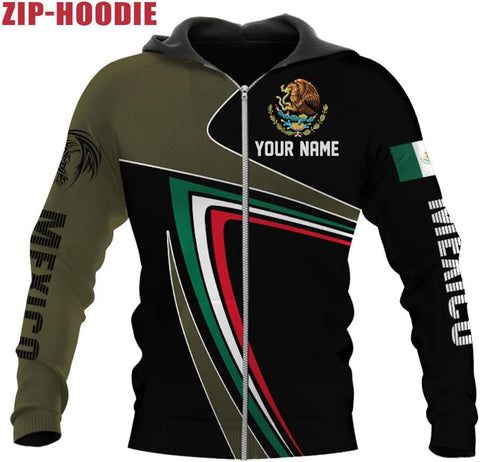 Personalized Name Mexican Hoodie 3D, Customized Mexican Hoodies for Men, Unisex Mexico Hoodie 3D, Mexico Hoodies for Men, Mexico Flag Gift for Women, T Shirt, Zip Up Hoodie, Sweatshirt HD03