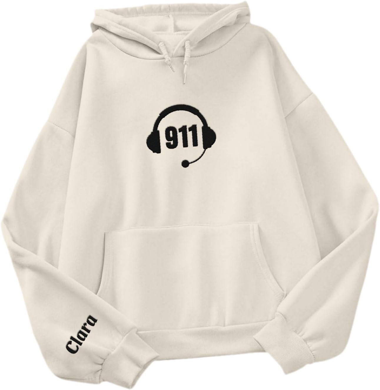 Leeprints Personalized Embroidered Dispatcher 911 Sweatshirt, Pulse Dispatch Embroider Hoodie, Thin Gold Line 911