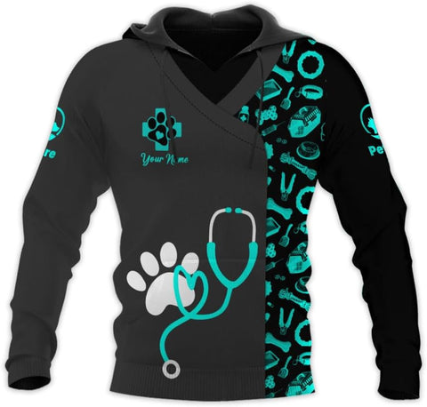 Suseaz Personalized Vet Tech Shirts for Veterinarian, Veterinary Medicine Technician Men Women Shirt, Paw Dog Cat Animal Love