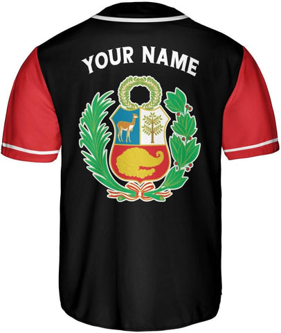 Podagree Personalized Peru Baseball Jersey, Peruvian Proud Flag Jersey Shirt Peru Coat of Arms Peruvian Gift for Men Women