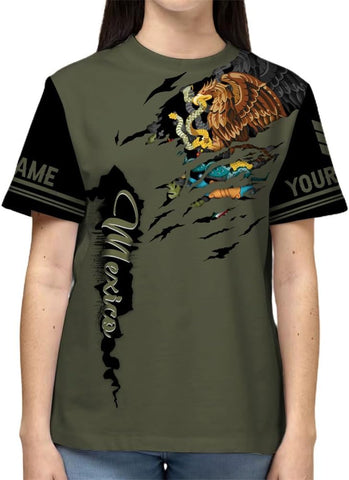 Personalized Name Mexican Shirts for Men, Customized Mexico Shirts for Men, Mexico Shirts for Women Mexico Shirt Eagle Flag
