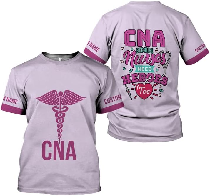 Generic Personalized Nurse Shirt, RN, CNA, Unisex-Adults, Short Sleeve, T-Shirt, 3D All-Over Print, Bl4, 5X-Large