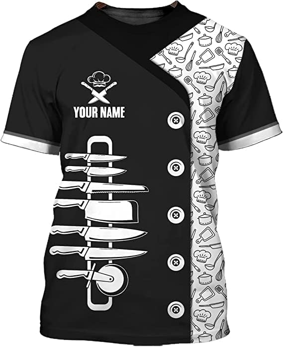 Personalized Chef Shirt Master Chef 3D Shirts Chef Gifts Custom Name Chefs Shirt for Men and Women, Tshirt Chef Utility Shirt