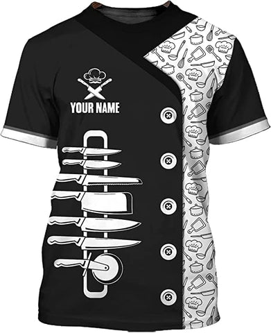 Personalized Chef Shirt Master Chef 3D Shirts Chef Gifts Custom Name Chefs Shirt for Men and Women, Tshirt Chef Utility Shirt