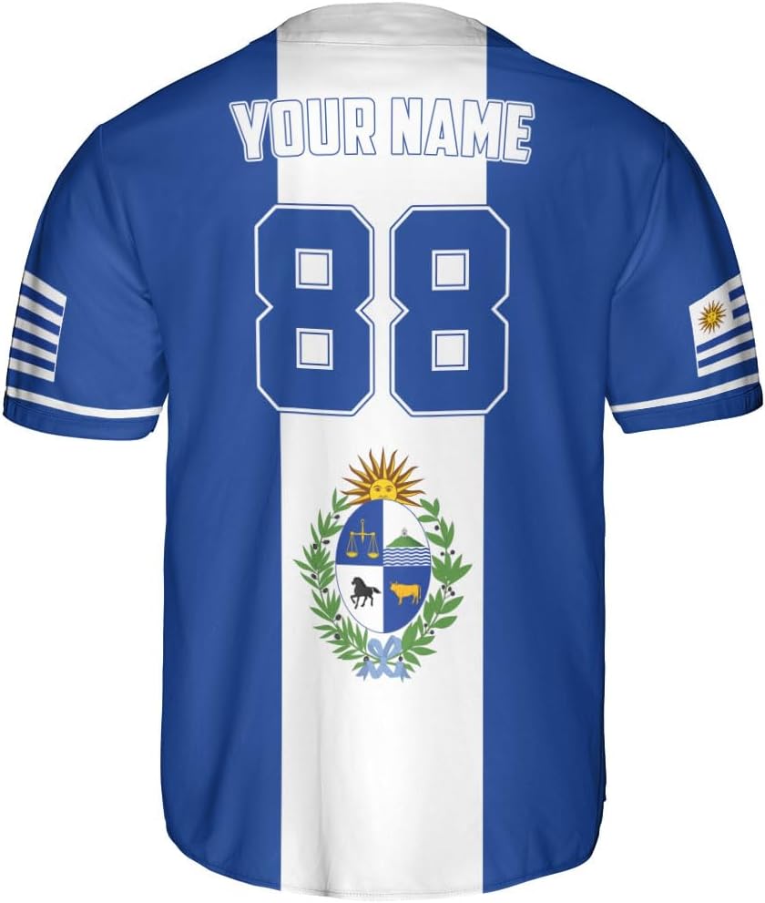 Leprints Personalized Uruguay Jersey, Uruguay Soccer Shirt Baseball Uruguay Flag Jersey for Men Women Country Shirts