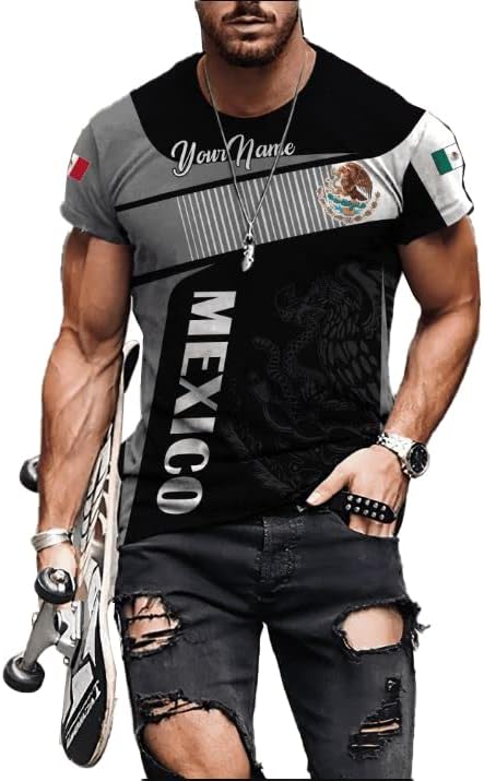 Mostprints Personalized Name Mexican Shirts for Men, Customized Mexico Shirts for Men, Mexico Shirts for Women Mexico Shirt
