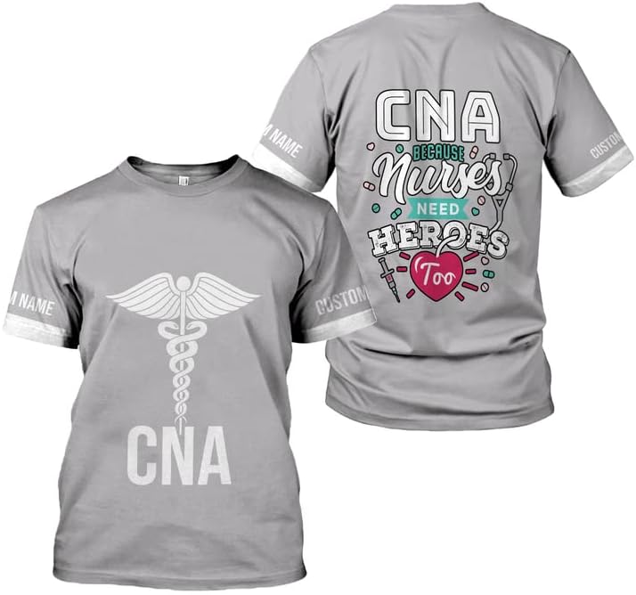 Generic Personalized Nurse Shirt, RN, CNA, Unisex-Adults, Short Sleeve, T-Shirt, 3D All-Over Print, Bl4, 5X-Large