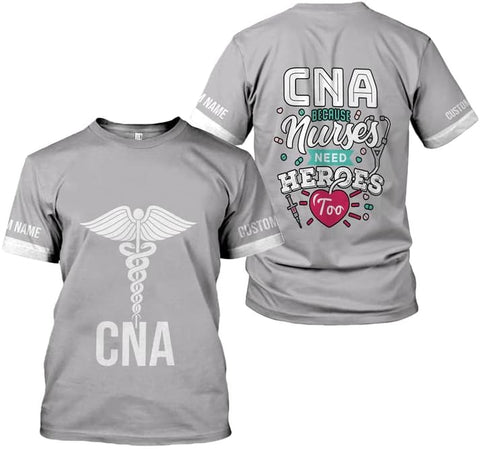 Generic Personalized Nurse Shirt, RN, CNA, Unisex-Adults, Short Sleeve, T-Shirt, 3D All-Over Print, Bl4, 5X-Large