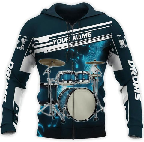 Personalized 3D Drummer Shirt - Custom Name 3D Drum Shirt Gift for Women & Men
