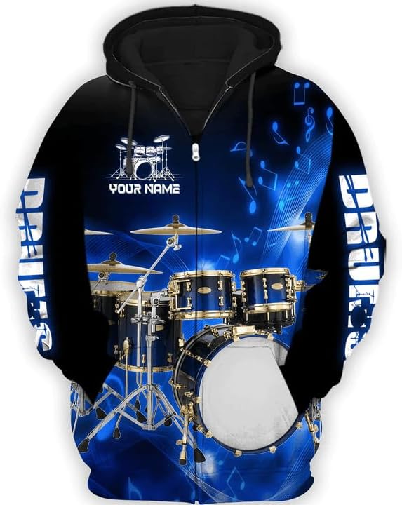 Personalized 3D Drummer Shirt - Custom Name 3D Drum Shirt Gift for Women & Men