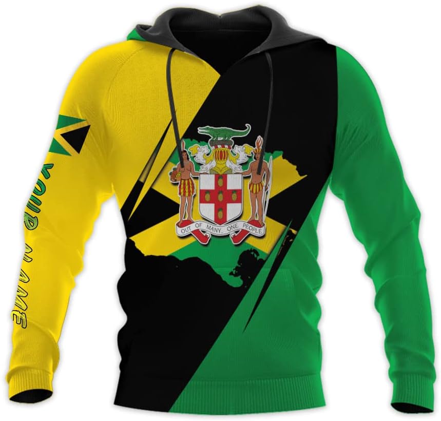 Personalized Jamaica Shirt Custom Jamaica Flag Lion Hoodie for Men and Women, Jamaican Pride Hoodie, Jamaicana Hoodie