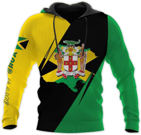 Personalized Jamaica Shirt Custom Jamaica Flag Lion Hoodie for Men and Women, Jamaican Pride Hoodie, Jamaicana Hoodie
