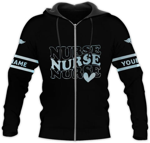 Woseprints Personalized Name 3D Nurse Shirts, Emergency Nurse T-Shirt Gifts