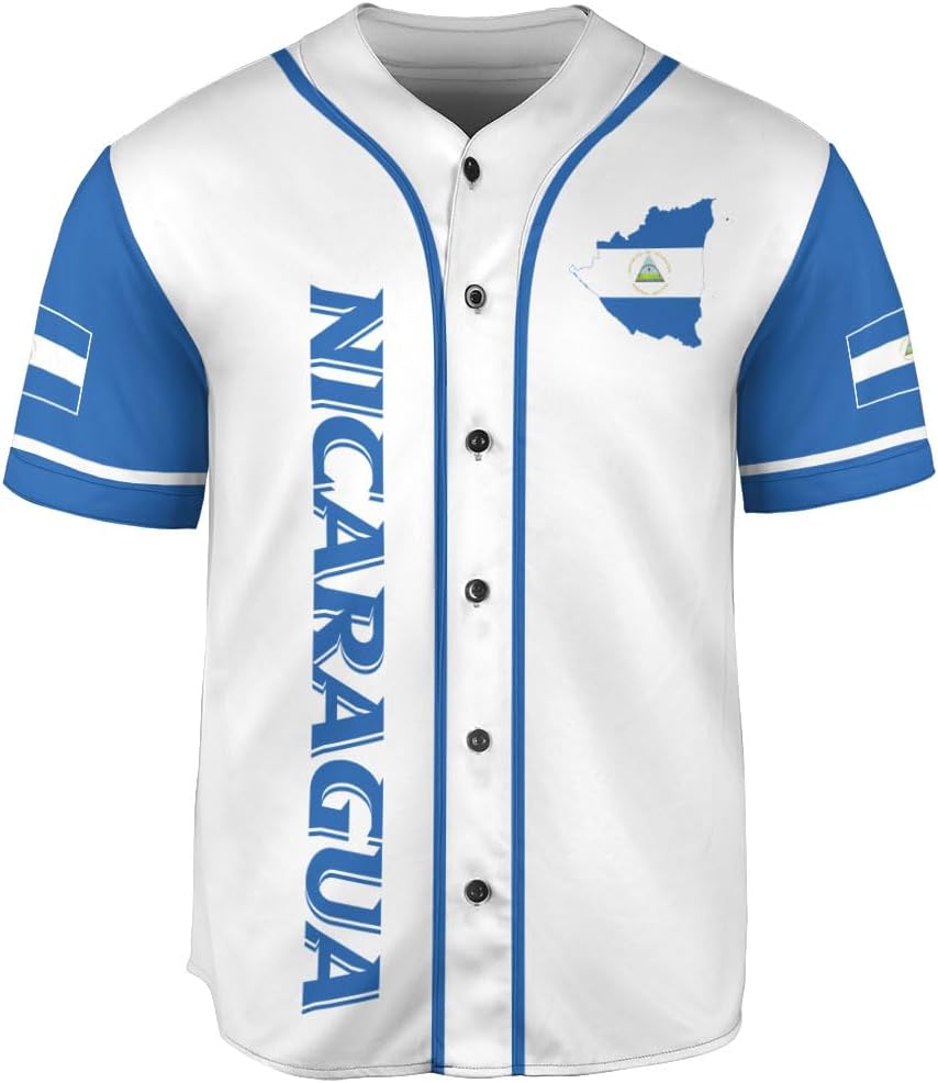 Podagree Personalized Nicaragua Baseball Jersey Shirt Name Nicaraguan Baseball Jersey for Men & Women Nicaraguan Camisas