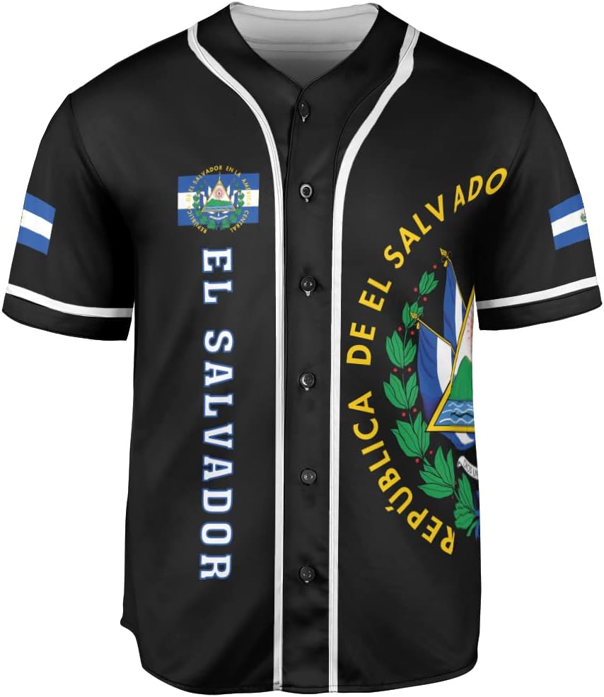Personalized Name El Salvador Baseball Jersey Shirt El Salvador Flag Shirt Men Salvadorans Pride Jersey El Salvadoreña Tshirt