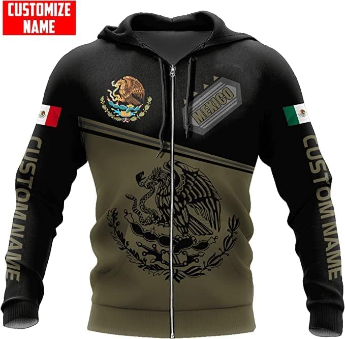 Personalized Name Mexican Hoodie 3D, Customized Mexican Hoodies for Men, Unisex Mexico Hoodie 3D, Mexico Hoodies for Men, Mexico Flag Gift for Women, T Shirt, Zip Up Hoodie, Sweatshirt HDM100