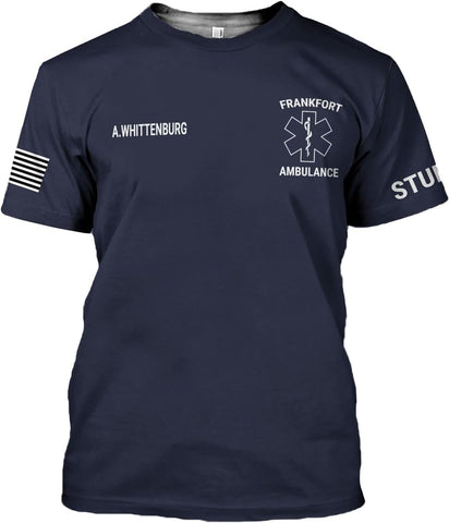 Vybonz Personalized EMS EMT Student Paramedic T-Shirt 3D Emergency Medical Technician Shirt, Custom Name Dept Tshirt Gift