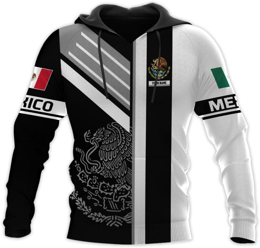 Mostprints Personalized Name Mexican Hoodie 3D, Mexican Hoodies for Men, Unisex Mexico Hoodie, Mexico Hoodies for Men