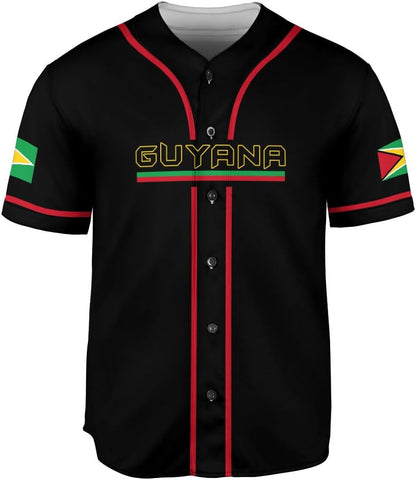 Leeprints Personalized Guyana Baseball Jersey Shirt, GuyaneseFlag Jersey, Guyana Guyanese Pride Jersey for Men and Women