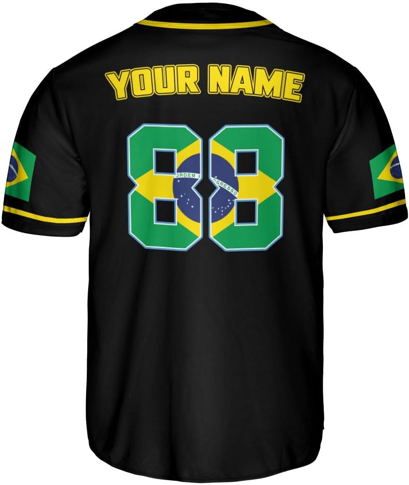 Mostprints Personalized Brazil Baseball Jersey Shirt 3D Brasil Brazilian Flag Bandera Bandeira Jersey Soccer for Men Women