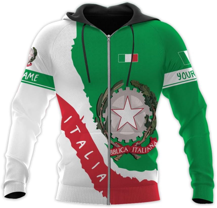Ligthuy Personalized Name Italy Shirt 3D, Custom Italian Shirt Flag for Men and Women, Italia Shirt Soccer Unisex Size