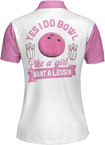 Personalized Bowling Shirts for Women, Custom Name Women Bowling Jersey, Ladies Bowling Polo Shirt for Team