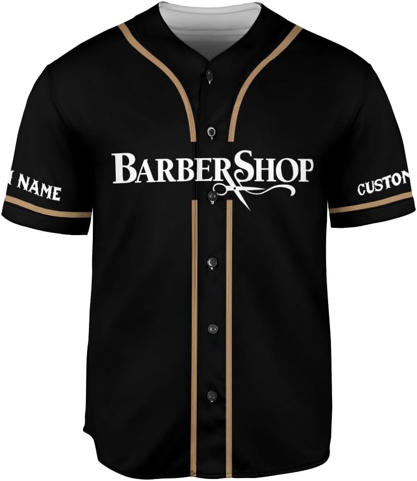 Personalized Barber Baseball Jersey 3D Scissors Pole Shirt for Unisex Hairdresser Gift Outfit Hairdresser Razors Gift