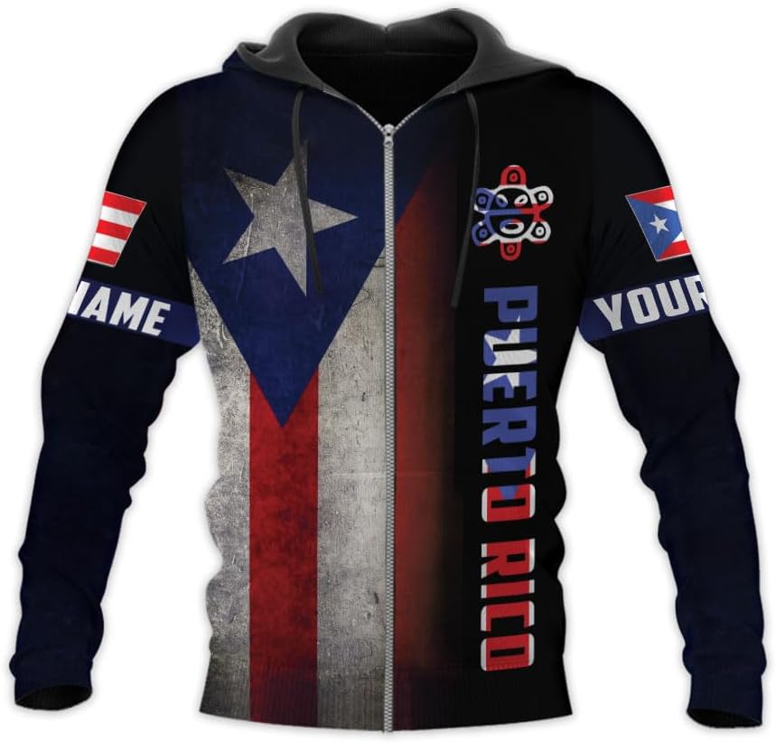 Woseprints Personalized Name Puerto Rico 3D Shirt, Puerto Rico Flag T-Shirt for Men & Women